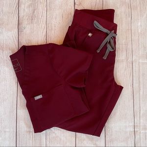 FIGS Burgundy Catrina Top(XS)+Jogger Pants(XS)